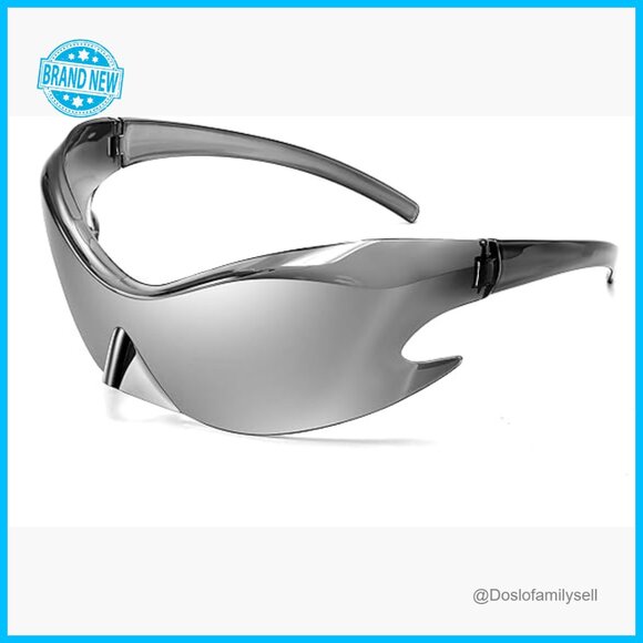 Futuristic Y2K Sunglasses Wrap Around Shield Lenses UV400 Protection Unisex main image 4